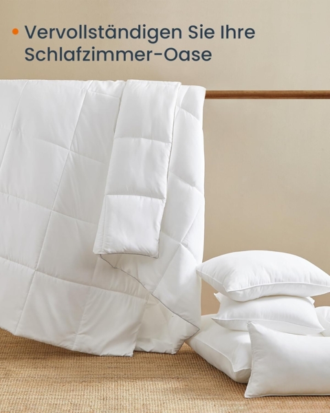 Songmics HOME Bettdecke, 2-in-1, 200x200 cm, 150 GSM Sommerdecke, 350 GSM Winterdecke, 500 GSM ganzjährige Decke, 4 Jahreszeiten, wolkenweiß Bild 8