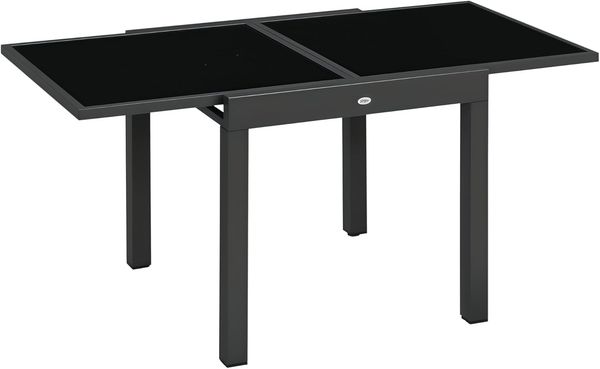 Outsunny Gartentisch Esstisch für Garten mit Klappbarer Tischplatte (Terrassentisch mit Tischplatte, 1-St, Balkontisch), aus Glas, Schwarz, 160 x 80 x 75 cm