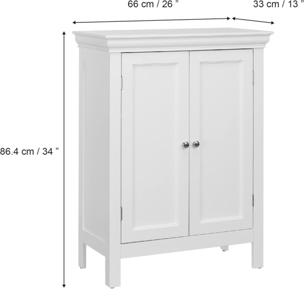 Teamson Home Stratford Badezimmerbodenschrank weiße ELG-676 mit 2 Regalen Bild 3