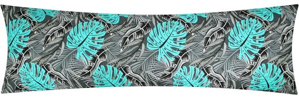 Heubergshop Seitenschläferkissenbezug, (1 Stück), 40x145cm Blätter Grau Schwarz Türkis 100% Baumwolle Bezug (KY630/1)