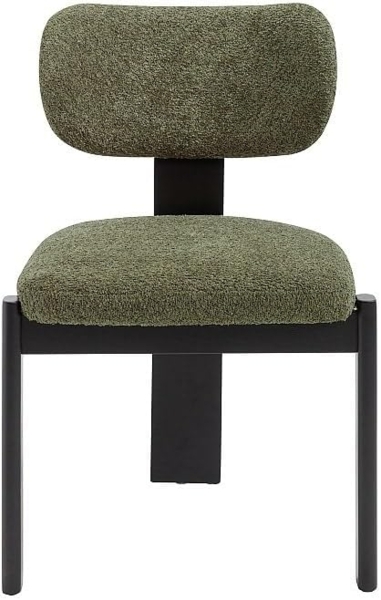 Vente-unique - Stuhl 6er-Set - Bouclé-Stoff & Kautschukholz -Schwarz & Khaki - WILANA Bild 4