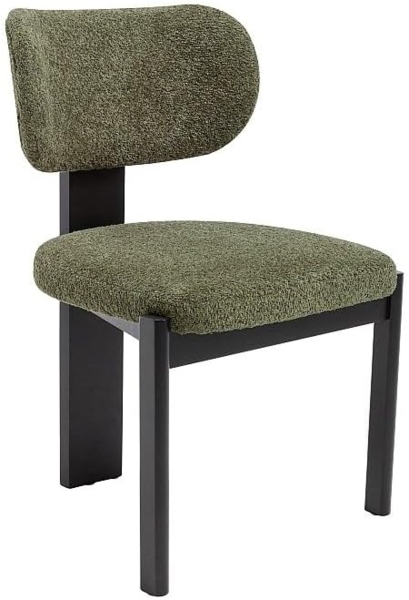 Vente-unique - Stuhl 6er-Set - Bouclé-Stoff & Kautschukholz -Schwarz & Khaki - WILANA Bild 5