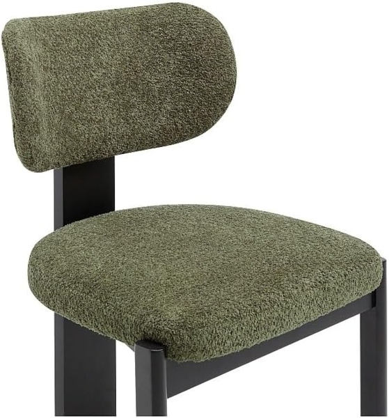 Vente-unique - Stuhl 6er-Set - Bouclé-Stoff & Kautschukholz -Schwarz & Khaki - WILANA Bild 6