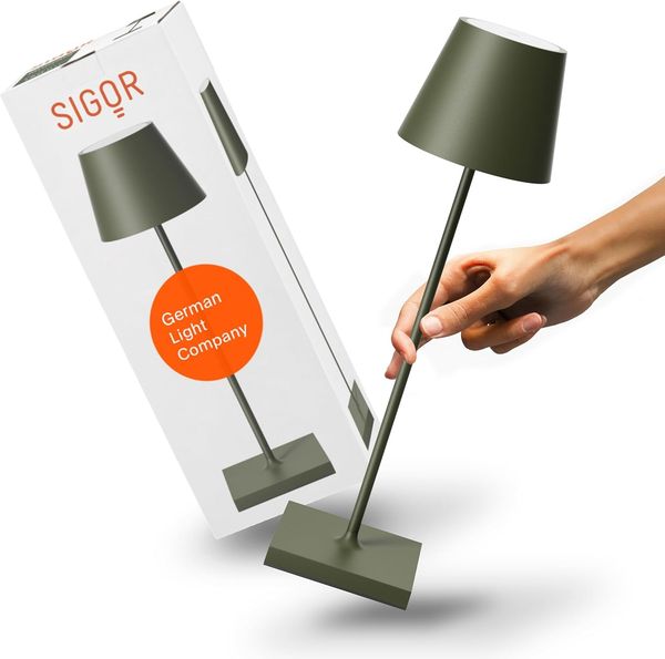 SIGOR LED Tischleuchte Akku-Tischleuchte, Dimmbar, LED fest integriert, Warmweiß