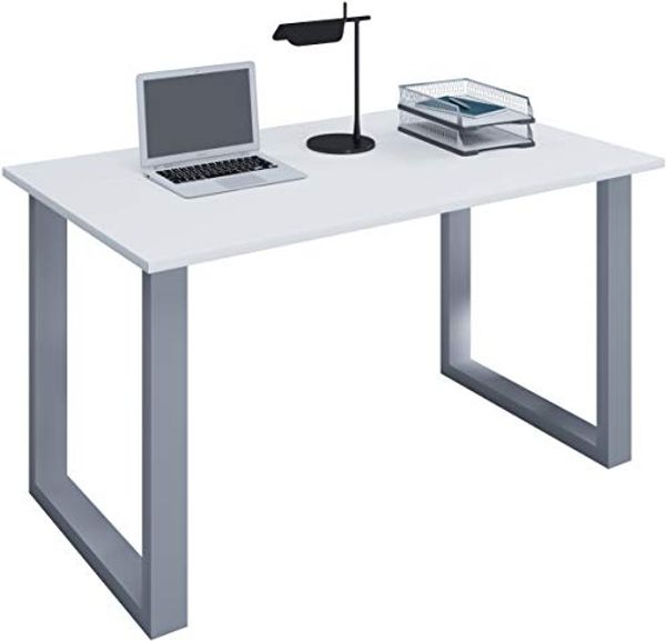 VCM Schreibtisch Lona 914771 Silber / Weiß H. 76 x B. 140 x T. 80 cm