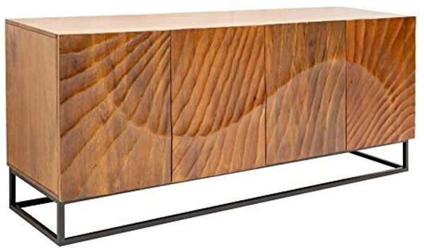 riess-ambiente Sideboard SCORPION 180cm braun / schwarz (Einzelartikel, 1 St), Massivholz · Metall · Kommode · 3D Schnitzereien · Wohnzimmer