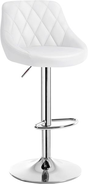 WOLTU BH23ws-1 1er Barhocker Barstuhl, leichte reinige Kunstleder, Gute gepolsterte Sitzfläche , Höhenverstellbar, 360° Drehbar, Farbwahl, in Weiss