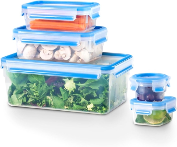 EMSA 'CLIP & CLOSE' Frischhaltedosen 5er- Set, Polypropylen Blau Transparent Bild 2