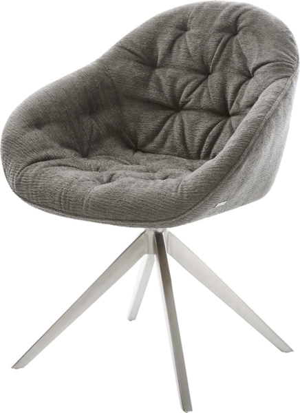 Drehstuhl Gaio-Flex Bouclé Soft Schlamm Kreuzgestell breit Edelstahl 360° drehbar Wippfunktion