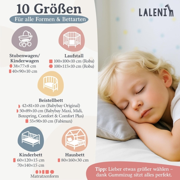 Laleni 2er-Set Jersey Spannbettlaken Babybett Kinderbett 60x120 cm - Oeko-Tex Zertifiziert, 100% Baumwolle, atmungsaktives Spannbetttuch Baby, 135 g/m², weiß Bild 2