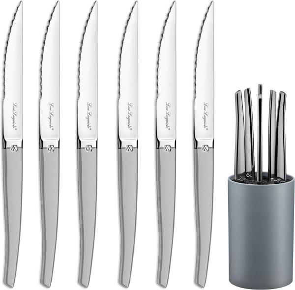 Lou Laguiole - Steaks Knive- elegant satinfinish -6 stk & kniv holder