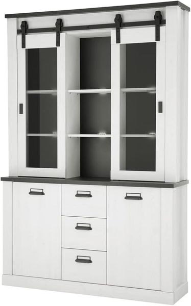 Lomadox Buffet SHELTON-61 Pinie weiß Nb. mit anthrazit 133/201/38 cm Bild 4