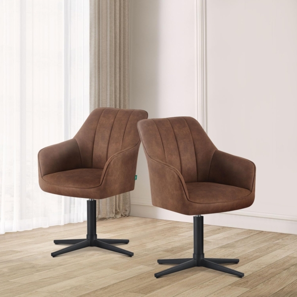 DUBI Möbel Drehstuhl Thomas, X-Gestell 360° drehbar mit Rückholfunktion 2er-Set