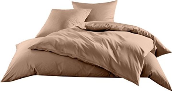 Bettwaesche-mit-Stil Mako-Satin / Baumwollsatin Bettwäsche uni / einfarbig hellbraun Kissenbezug 80x80 cm