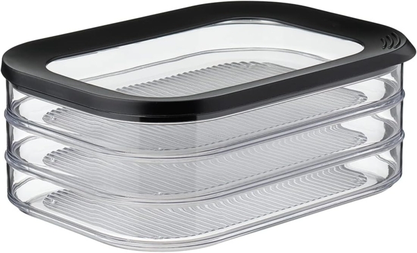 Mepal | Modula Aufschnittdose 3-lagig | 3x550 ml | schwarz | Kühlschrank Aufbewahrung für Wurst und Fleischwaren | 3 separate Behälter