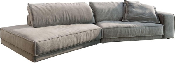 Big-Sofa Snoosh 400x150 cm Strukturstoff Soft Grau Recamiere links