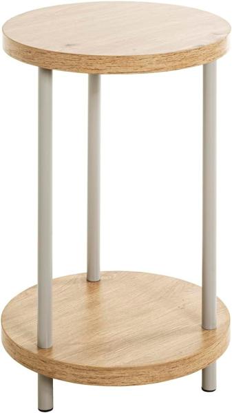 HAKU Möbel Beistelltisch Eiche, grau, MDF, Metall - Maße: H 50 cm x Ø 30 cm, Style: Modern