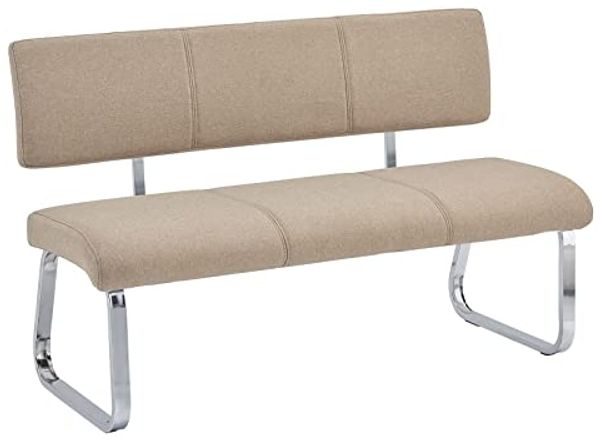 IDIMEX Esszimmerbank Vilas, Bequeme Essbank mit Rückenlehne, schöne Polsterbank mit Stoffbezug, praktische Sitzbank in beige