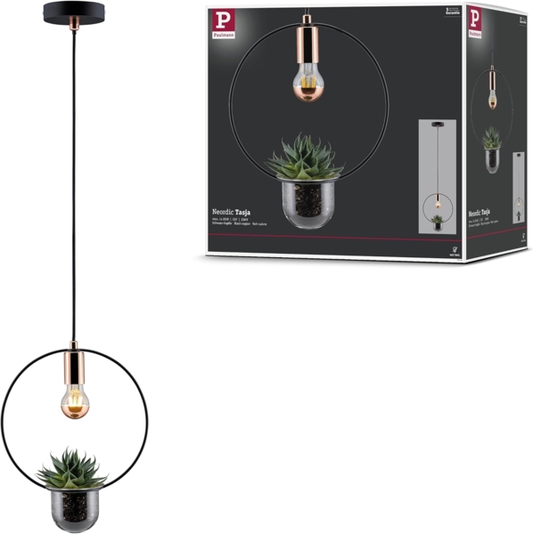 Paulmann No. 79748 Pendelleuchte Tasja 1-flammig Pflanzenleuchte schwarz kupfer