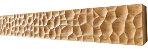 Lowboard Solu 260 cm Eiche Natur 2 Türen 6 Schübe schwebend 3D-Front