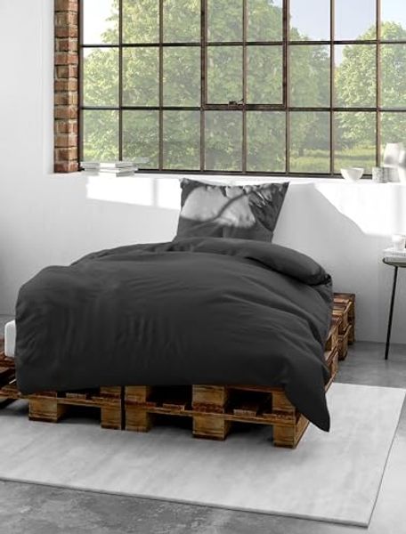 BIERBAUM Bettwäsche Elegant uni, Mako-Satin, 2 teilig, Mako-Satin, 100 % Baumwolle, Uni, pflegeleicht