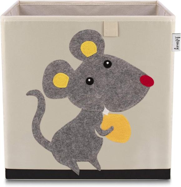 Lifeney Aufbewahrungsbox mit Maus Motiv I Spielzeugbox mit Tiermotiv passend für Würfelregale I Ordnungsbox für das Kinderzimmer I Aufbewahrungskorb Kinder