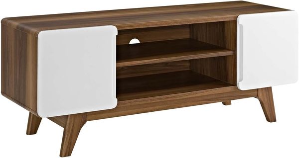 Modway- Tread Mid-Century Moderner 47-Zoll-TV Board, Walnuss Weiß, 39 x 119 x 47 cm
