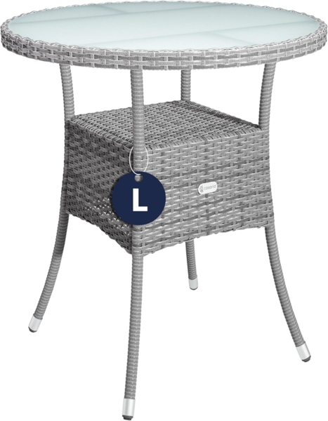 Casaria Gartentisch Ø 60 cm, Ø60cm Rund Glasplatte 80kg Belastbarkeit Wetterfest Stabil Outdoor
