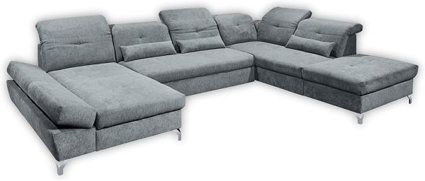 Couch MELFI R Sofa Schlafcouch Wohnlandschaft U-Form Schlaffunktion grau dunkel