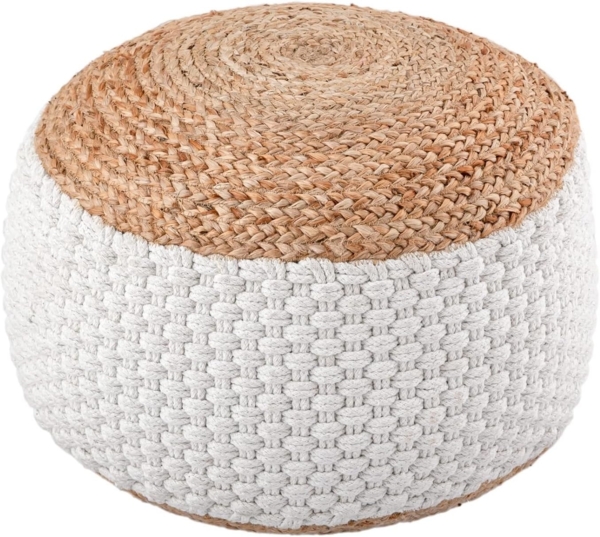 Casamia Pouf Pouf Hocker Jute Sitzpouf Bodenkissen Boho Natur Fußhocker rund Würfel