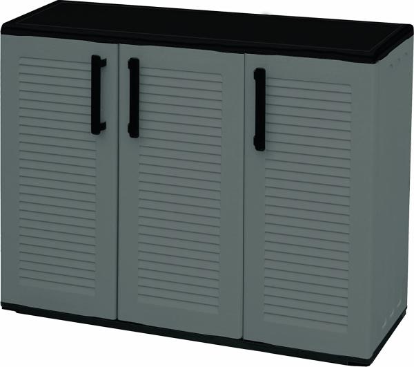 DER MITTELHOHE SCHRANK AUS POLYPROPYLEN, EINEM RECYCELBAREN UND ÖKOLOGISCH NACHHALTIGEN MATERIAL, IST MIT STAHLSCHARNIEREN UND VERSTELLBAREN EINLEGEBÖDEN AUSGESTATTET, ABMESSUNGEN L 1020 X B 370 X H 840 MM. Bild 1