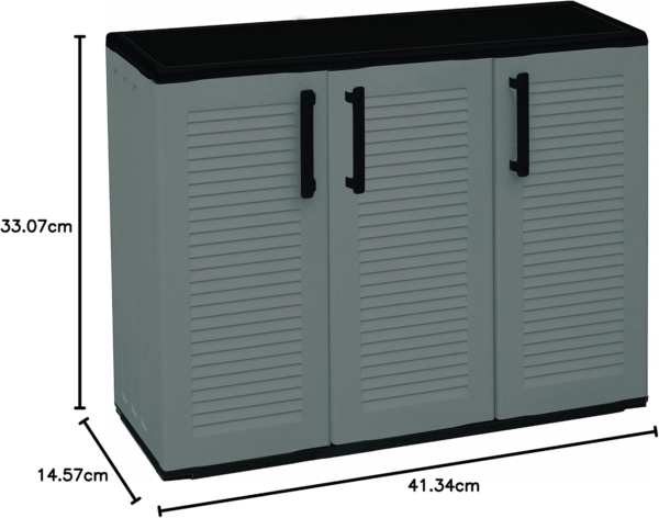 DER MITTELHOHE SCHRANK AUS POLYPROPYLEN, EINEM RECYCELBAREN UND ÖKOLOGISCH NACHHALTIGEN MATERIAL, IST MIT STAHLSCHARNIEREN UND VERSTELLBAREN EINLEGEBÖDEN AUSGESTATTET, ABMESSUNGEN L 1020 X B 370 X H 840 MM. Bild 2