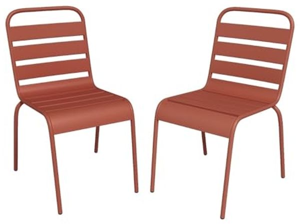 Vente-unique - MIRMANDE Gartenessgruppe Metall Rot - B 59 cm x H 79 cm x L 47,5 cm