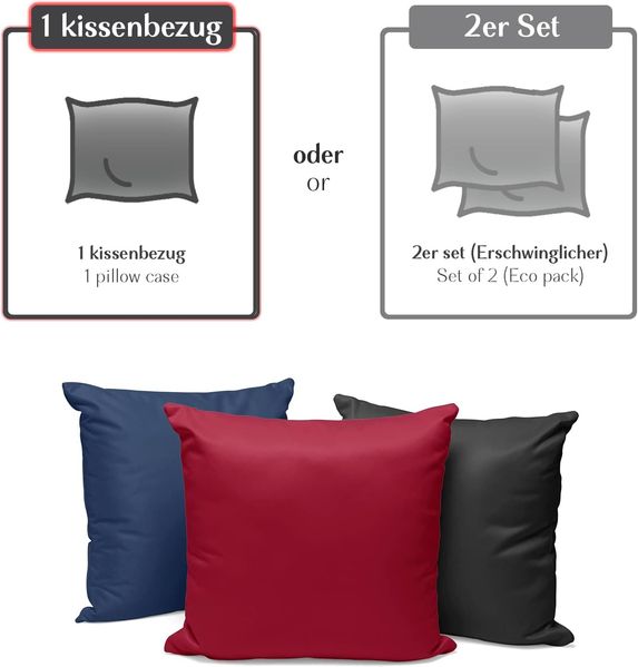 Alreya Renforcé Kissenbezug 50x75 cm - 100% Baumwolle mit YKK Reißverschluss, Superweicher Kopfkissenbezug 50x75, Kissenhülle, Anthrazit Kariert, nur Kissenbezug Bild 4