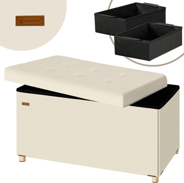 CASARIA® Sitzbank mit Stauraum Samt inkl. Boxen Beige