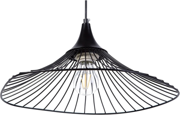 'Mazaro' Hängeleuchte Schwarz Metall Glühbirnen-Optik Schirm mit Gitter in Trichterform für Wohnzimmer Esszimmer Minimalistischer Stil