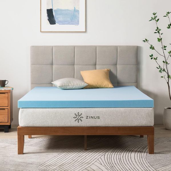 Zinus Matratzenschoner 80x190 cm – Höhe 7,6 cm – Matratze aus Memory-Schaum mit kühlendem Gel – Matratzenauflage – Oeko-TEX Zertifiziert