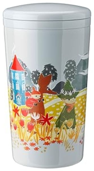 Stelton Thermobecher Carrie Moomin Sky, Isolierbecher, Edelstahl, Kunststoff, Blau, 400 ml, 1375-7