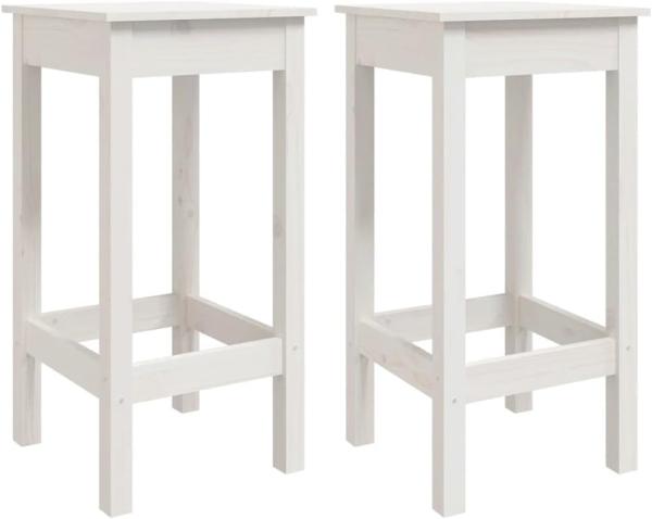 vidaXL Barstühle 2 Stk. Weiß 40x40x78 cm Massivholz Kiefer 822138