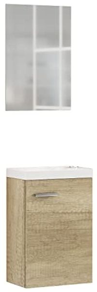 Baikal Badezimmermöbel, Aufbewahrung für Badezimmer oder jeden Raum, Melamin, 16 mm, Beistellschrank, ideal für Toiletten oder kleine Badezimmer, Natur, 40 cm