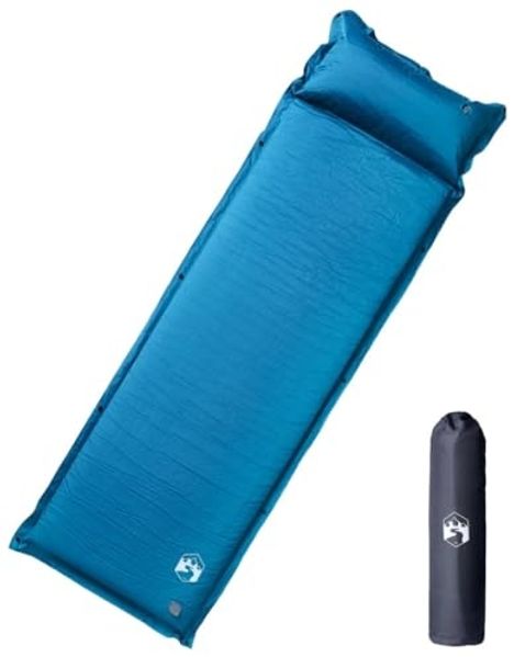 vidaXL Selbstaufblasende Isomatte mit Kissen Türkis 4007135