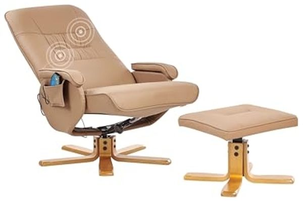 Massagestuhl RELAXPRO mit Fußstütze Kunstleder Hellbraun