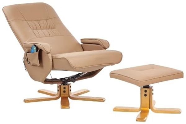 Massagestuhl RELAXPRO mit Fußstütze Kunstleder Hellbraun Bild 4
