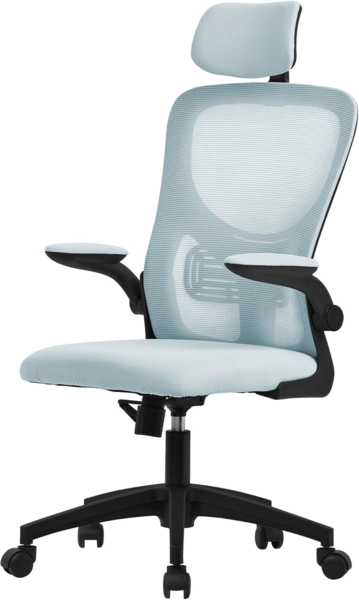 ML-DESIGN Bürostuhl Schreibtischstuhl ergonomisch mit verstellbarer Kopfstütze, Armlehnen, Drehstuhl mit Rollen Blau Computerstuhl Chefsessel Gaming-Stuhl