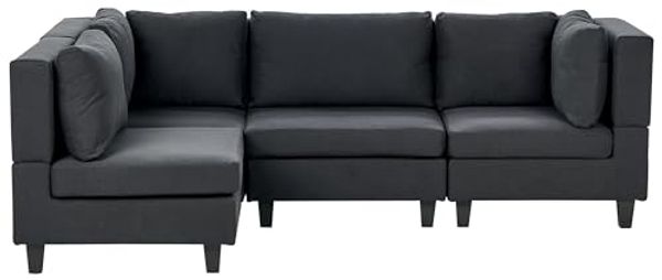 Beliani 'Unstad' Sofa, Schwarz, Stoff, 72 x 152 x 228 cm, ohne Ottomane, Rechts