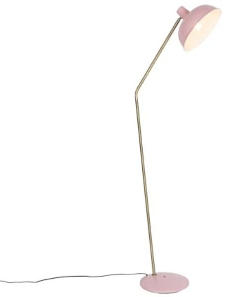 Qazqa Stehlampe Milou, ohne Leuchtmittel, E27, Rosa, Retro, Stahl, 1-flammig