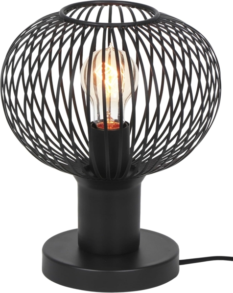 Tischleuchte GILA mit Gitter Lampenschirm Schwarz, Höhe 28cm