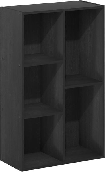Furinno Luder Regal ohne Werkzeug, 5 Würfel, Schwarzholz, Schwarzes Holz