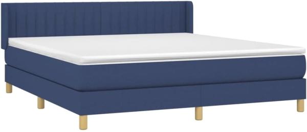 Boxspringbett mit Matratze Blau 160x200 cm Stoff (Farbe: Blau)