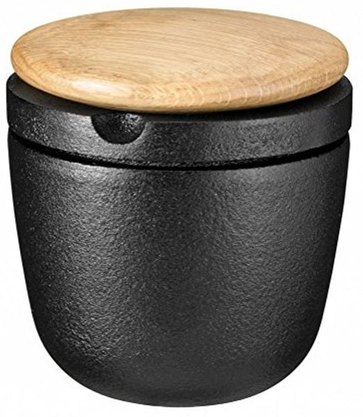 Skeppshult Gewürzmühle Swing Gusseisen Eichenholzdeckel - Schwarz